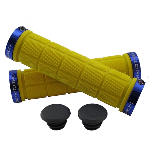 Double Lock On Handlebar Grips YELLOW BLUE